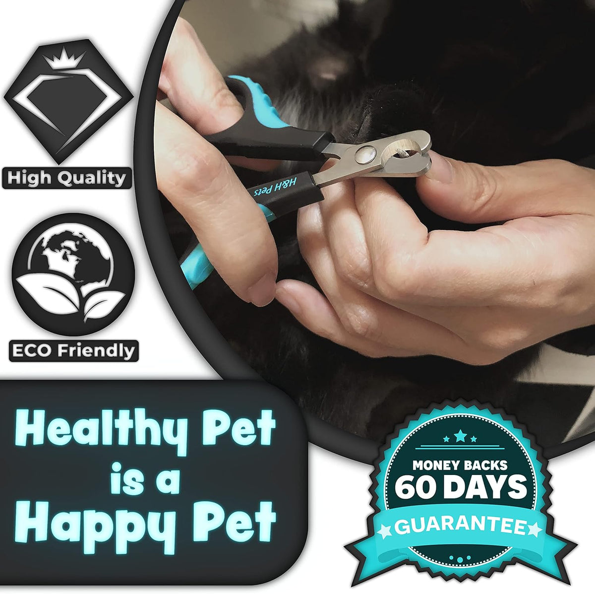 Cat Nail Clipper by H&H Pets - Professional Sharp Stainless Steel Claw Clipper Trimmer with Sturdy