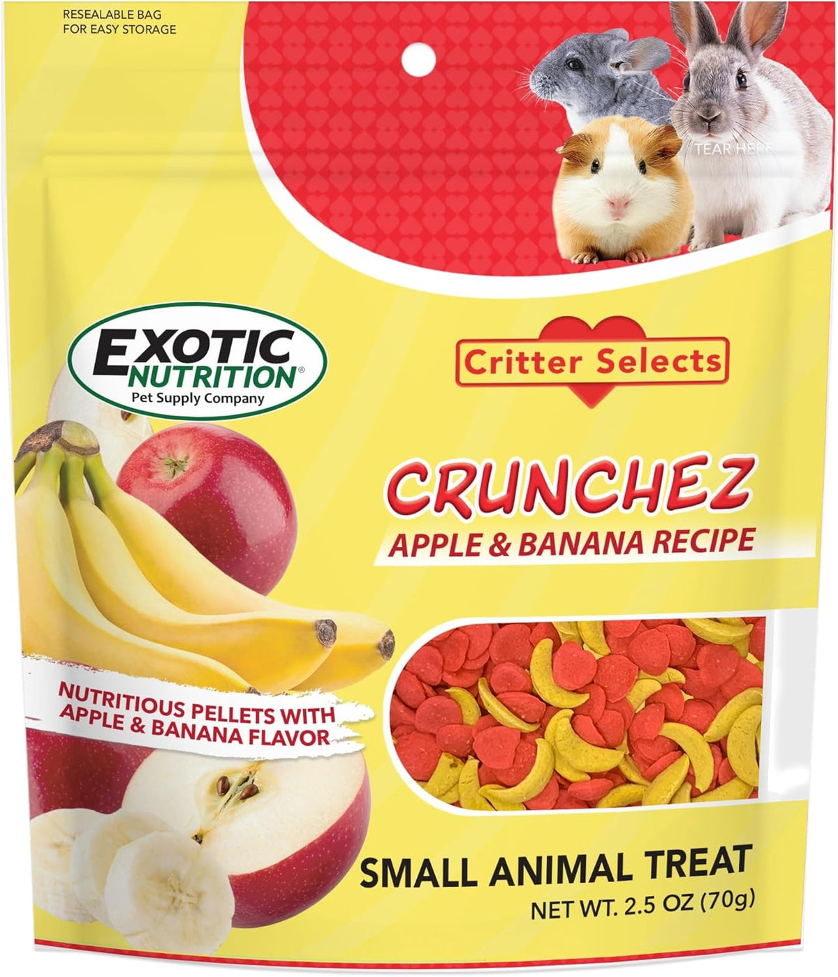Crunchez Apple and Banana - Crunchy Fruit Flavored Treat Bites - Sugar Gliders, Squirrels