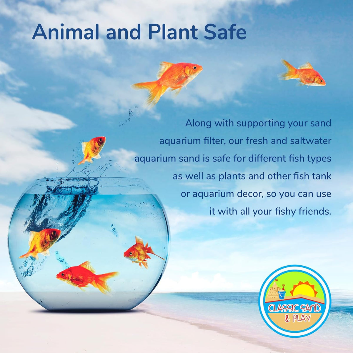 CLASSIC SAND & PLAY Natural Aquarium Sand for Freshwater and Saltwater Tanks, 20 lb. Bag, Improves