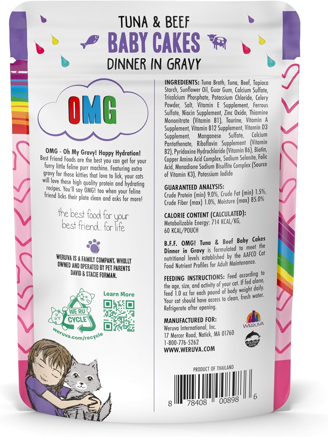 Weruva B.F.OMG - Best Feline Friend Oh My Gravy!, Tuna & Beef Baby Cakes with Tuna & Beef in Gravy