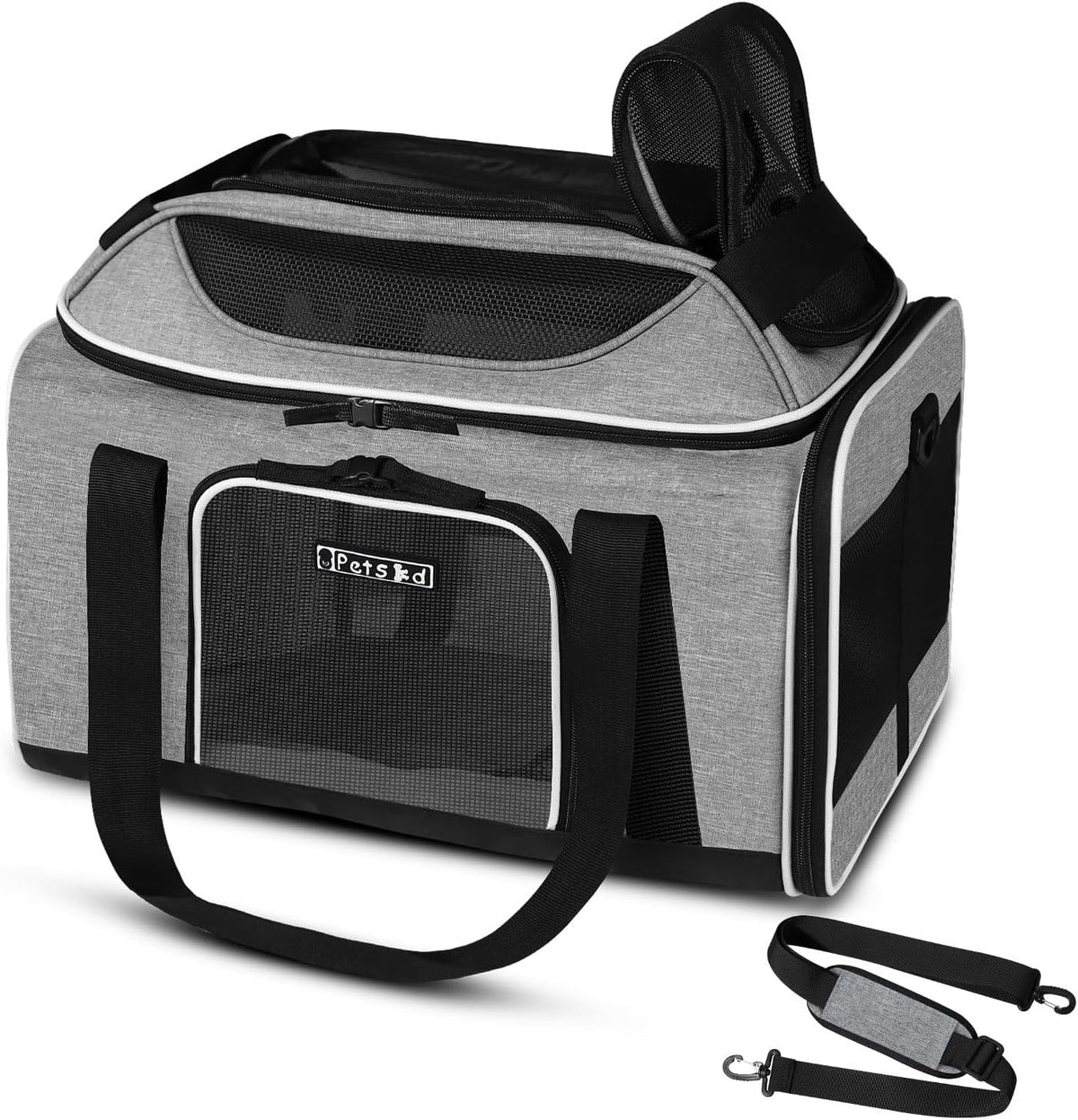 Petskd Top-Expandable Pet Carrier 17x11x9.5 Inches Alaska Airline Approved, Soft-Sided Carrier for