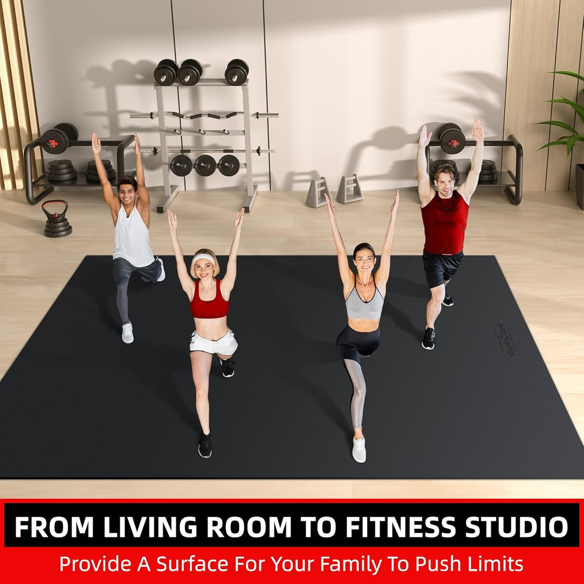 Large Exercise Mat for Home Workout,12‘x6’/10'x6'/9'x6'/8'x6'/7'x5'/6'x4' (7mm) Extra Thick Workout