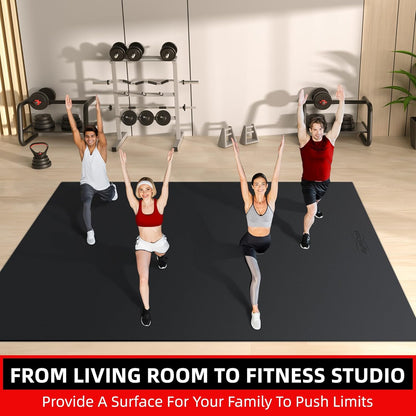 Large Exercise Mat for Home Workout,12‘x6’/10'x6'/9'x6'/8'x6'/7'x5'/6'x4' (7mm) Extra Thick Workout