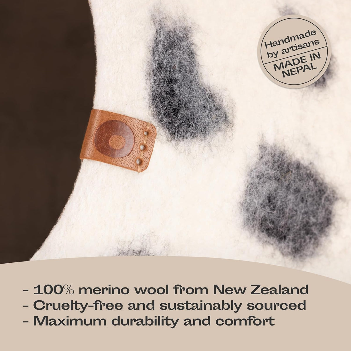 MEOWFIA Cat Cave – Premium Felt Cat Bed for Indoor Cats, Handmade 100% Merino Wool (Medium, Snow
