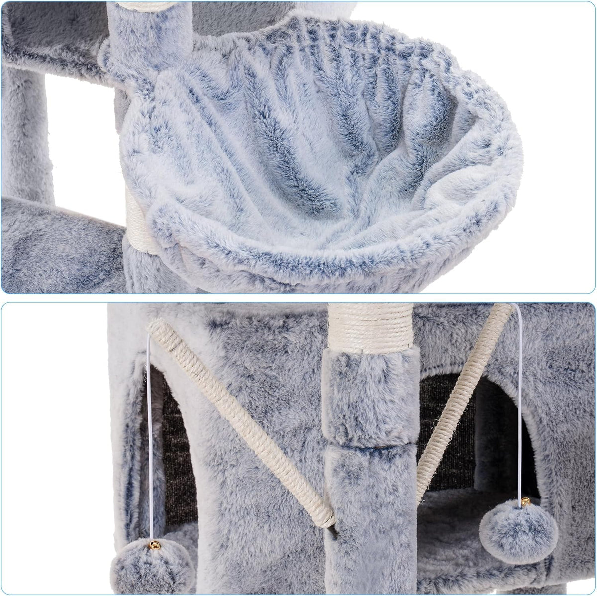 Hey-brother Cat Tree, 71 inches XL Large Cat Tower for Indoor Cats, Multi-Level Cat House with 3