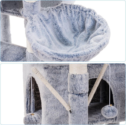 Hey-brother Cat Tree, 71 inches XL Large Cat Tower for Indoor Cats, Multi-Level Cat House with 3