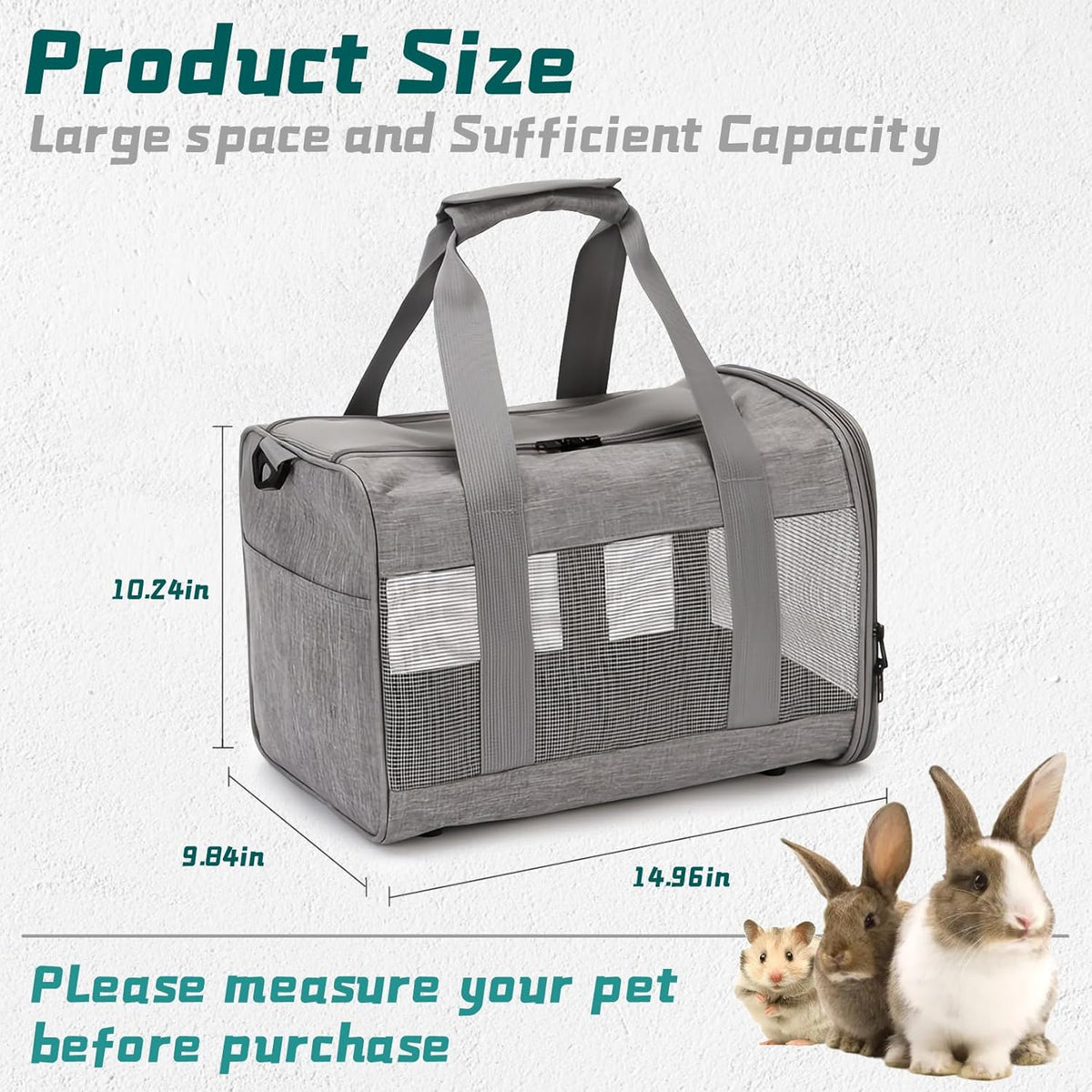 PINVNBY Small Pet Carrier, Guinea Pig Carrier, Bunny Carrier for Travel Camping Outdoor, Breathable