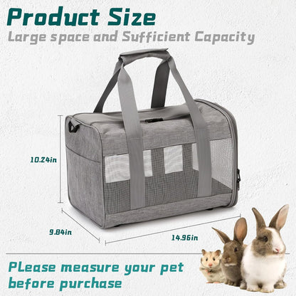 PINVNBY Small Pet Carrier, Guinea Pig Carrier, Bunny Carrier for Travel Camping Outdoor, Breathable