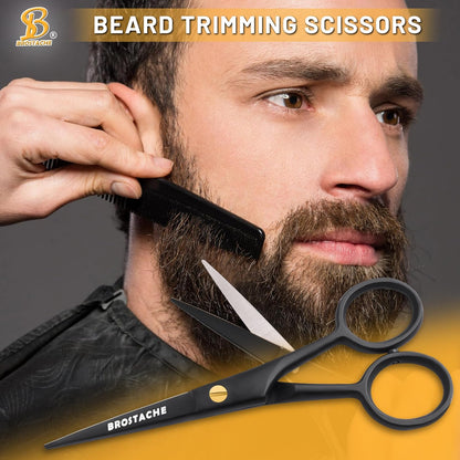 5” Professional Beard and Mustache Scissors, German Steel Beard Scissors Come with Mustache Comb