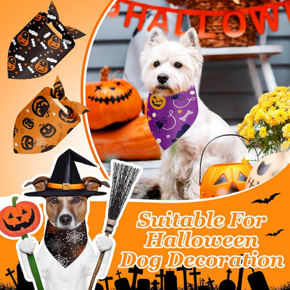 Chunful 30 Pcs Halloween Dog Bandanas Bulk Triangle Bandanas for Dogs Grooming with Pumpkin Ghost