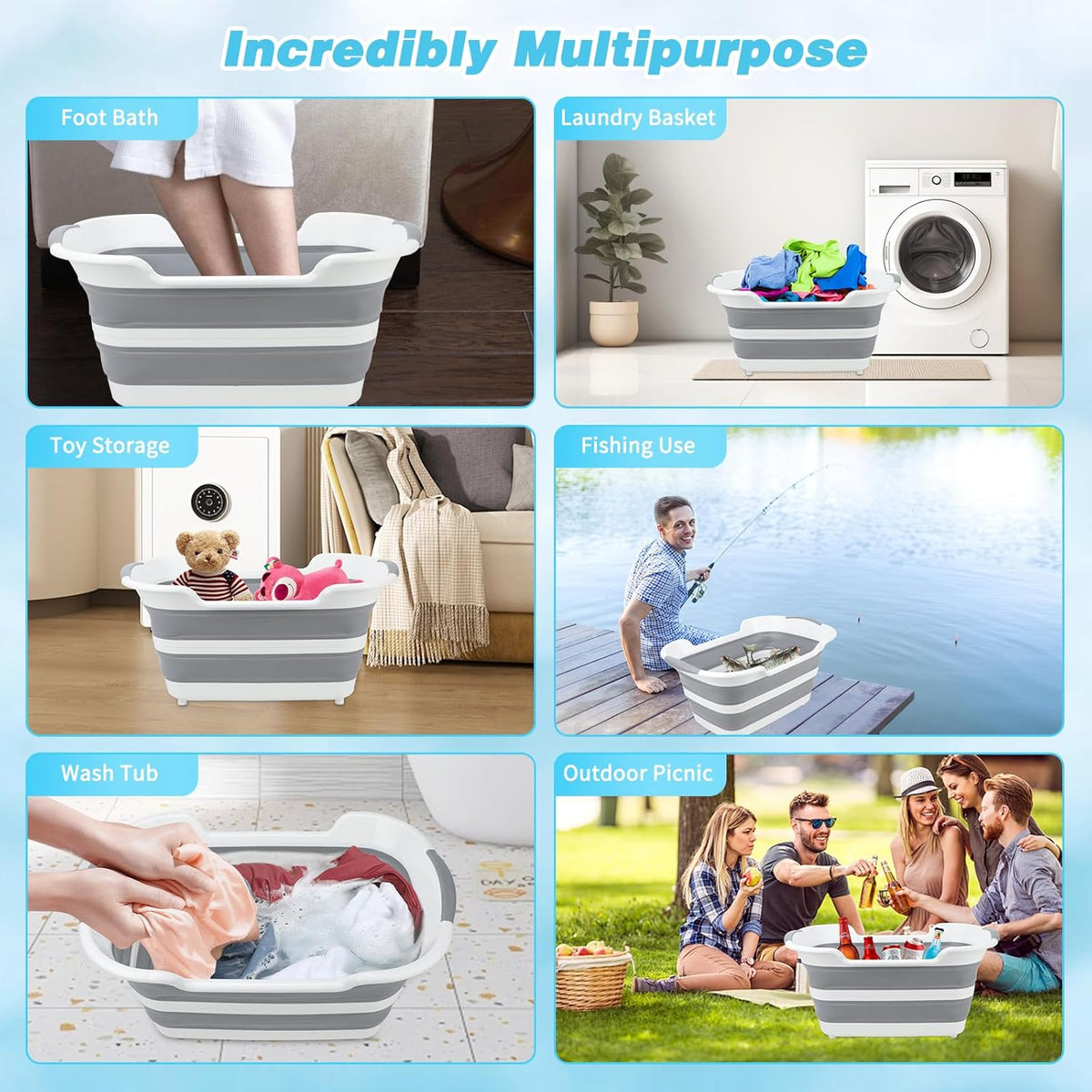 FHTONGE 7.13 Gal/27L Raised Collapsible Dog Bathtub with Drain Hair Catcher, Multifunctional Pet