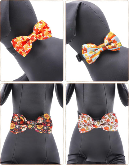 PET SHOW 10 Pack Fall Big Dog Bow Ties for Large Medium Dogs Sliding Collar Attachments Autumn