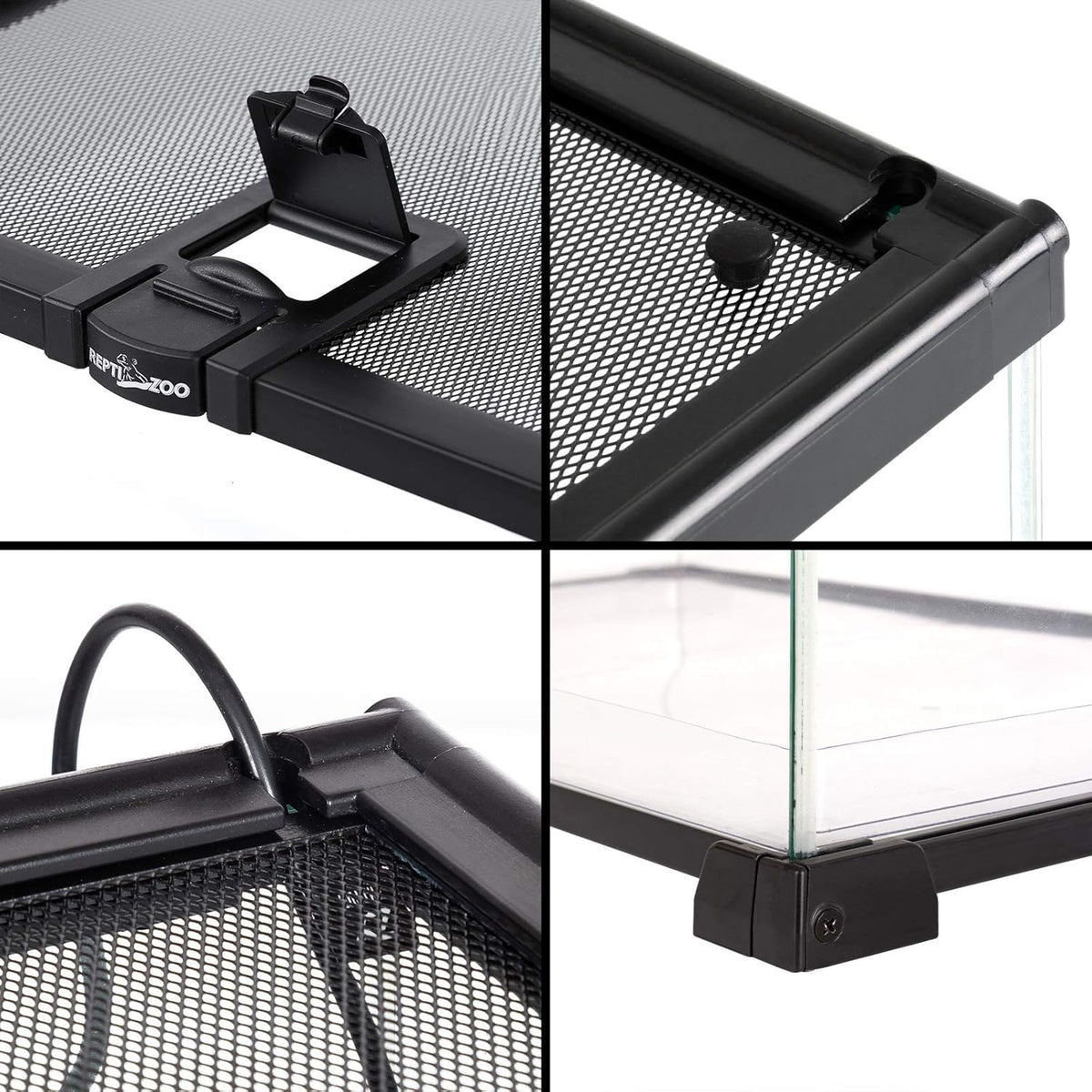 REPTI ZOO Full Glass 15 Gallon Reptile Tank, Medium Reptile Terrarium for Gecko Hermit Crab Hognose