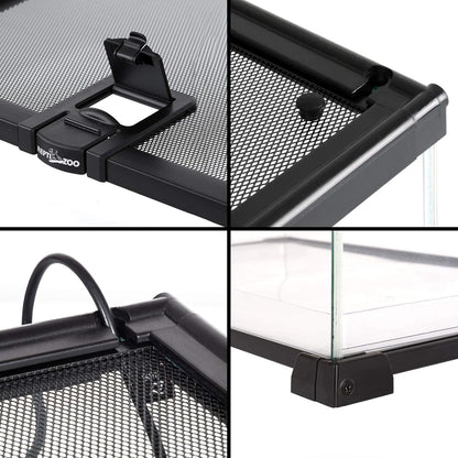 REPTI ZOO Full Glass 15 Gallon Reptile Tank, Medium Reptile Terrarium for Gecko Hermit Crab Hognose