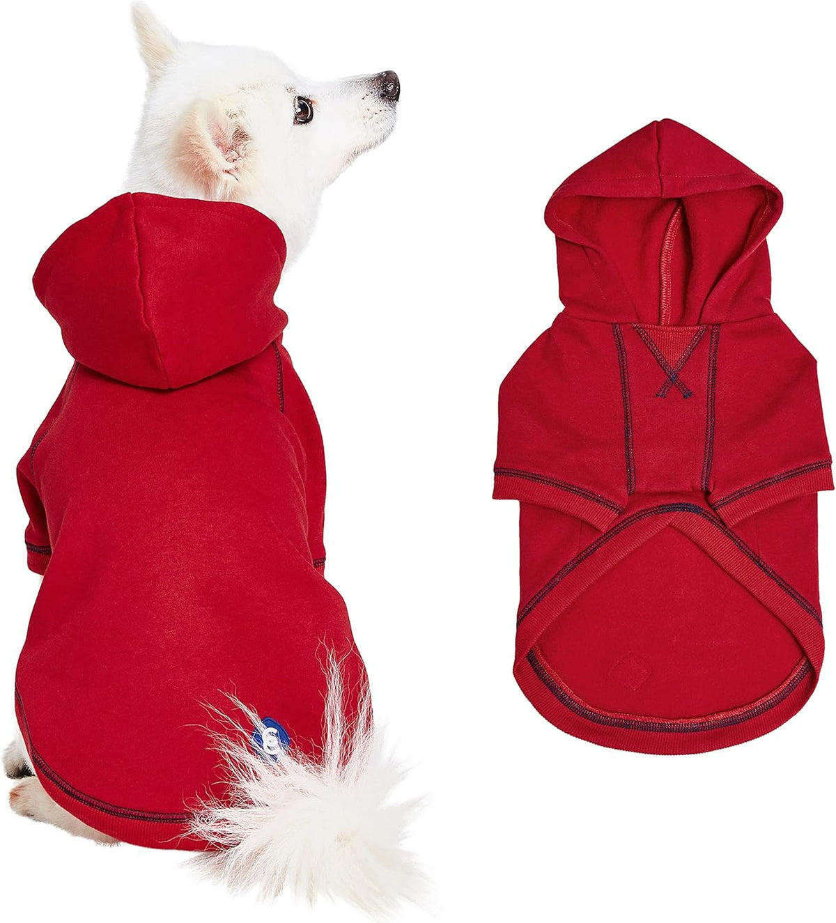 Blueberry Pet Essentials Hoodie – 12″ Soft French Terry Sweatshirt with Hood, Red, Award‑Winning