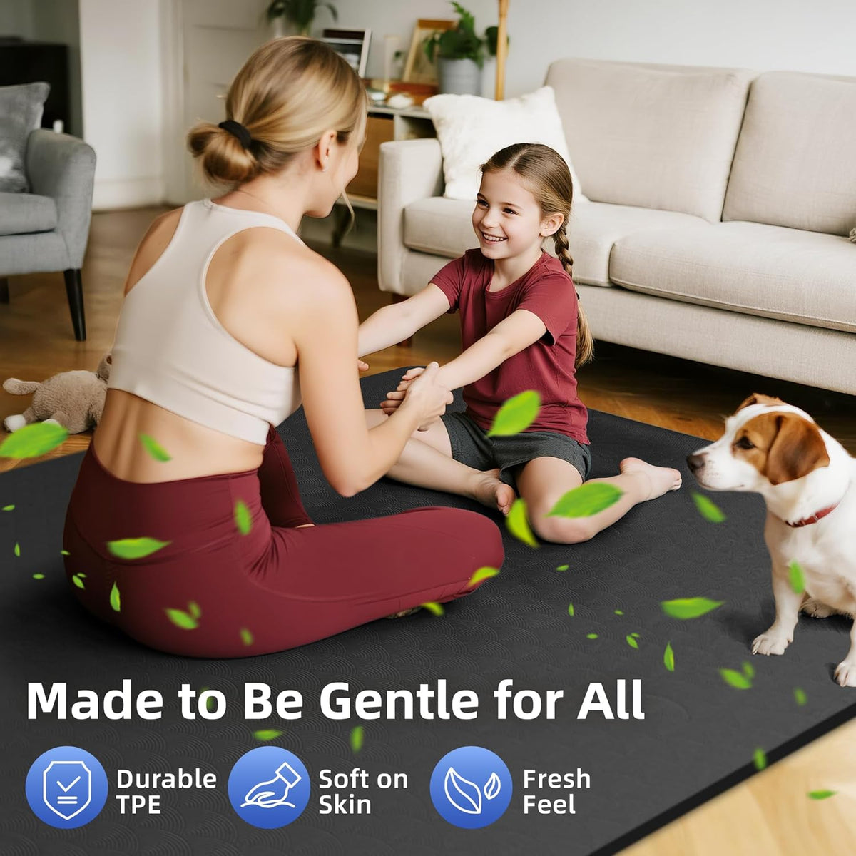 Extra Large Yoga Mat - 72"x35", 72"x48", 78"x57" - Wide TPE Exercise Mat for Home, Stretching