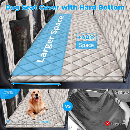 URPOWER Back Seat Extender for Dogs - Hard Bottom Dog Car Seat Cover Holds 400 lbs, Waterproof Dog