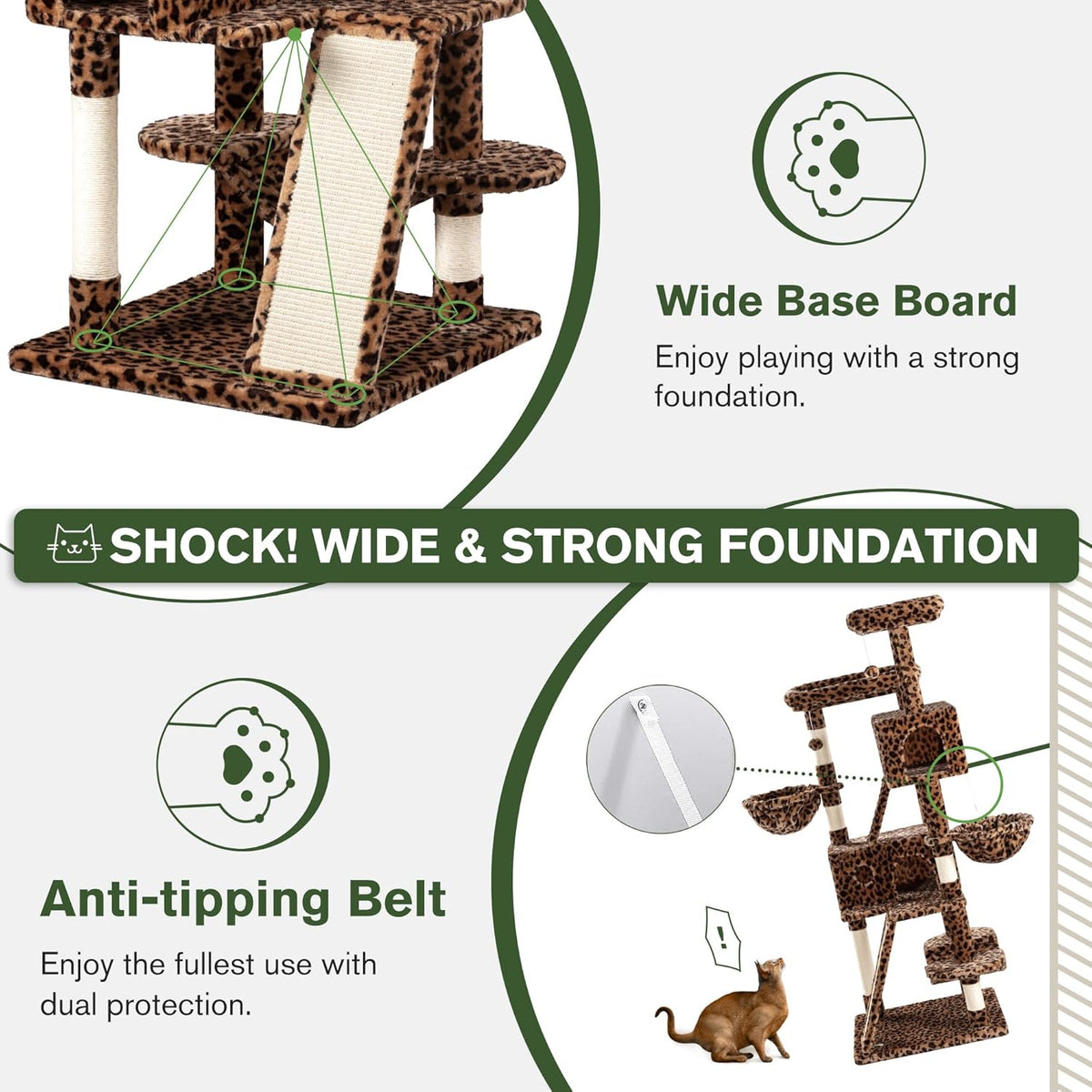 MUTICOR 66 Inches Multi-Level Large Cat Tree Tower for Indoor Big Feline/Cozy Plush