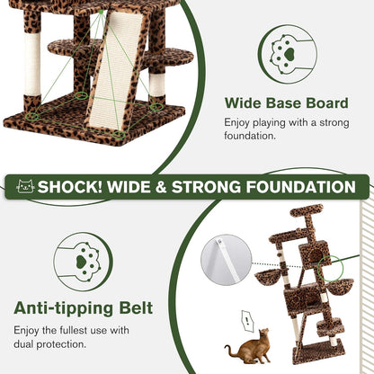 MUTICOR 66 Inches Multi-Level Large Cat Tree Tower for Indoor Big Feline/Cozy Plush