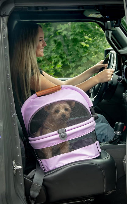 Pet Gear No-Zip View 360 Ultra Lite Pet Safety Carrier & Car Seat for Small Dogs & Cats Push Button