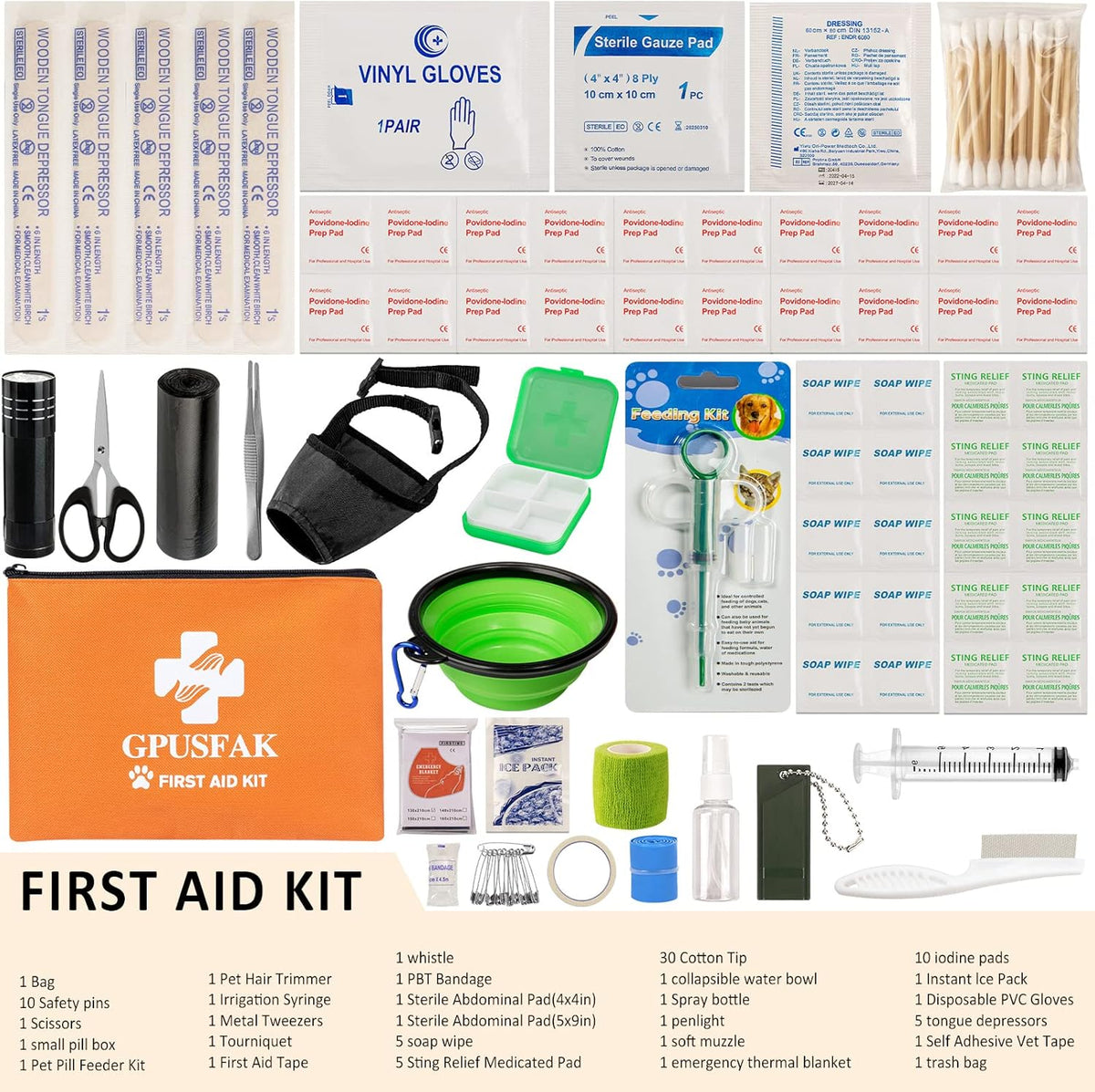 Dog First Aid Kit - Pet First Aid Kit for Dogs Pet Emergency Kit with Pets First Aid Supplies for