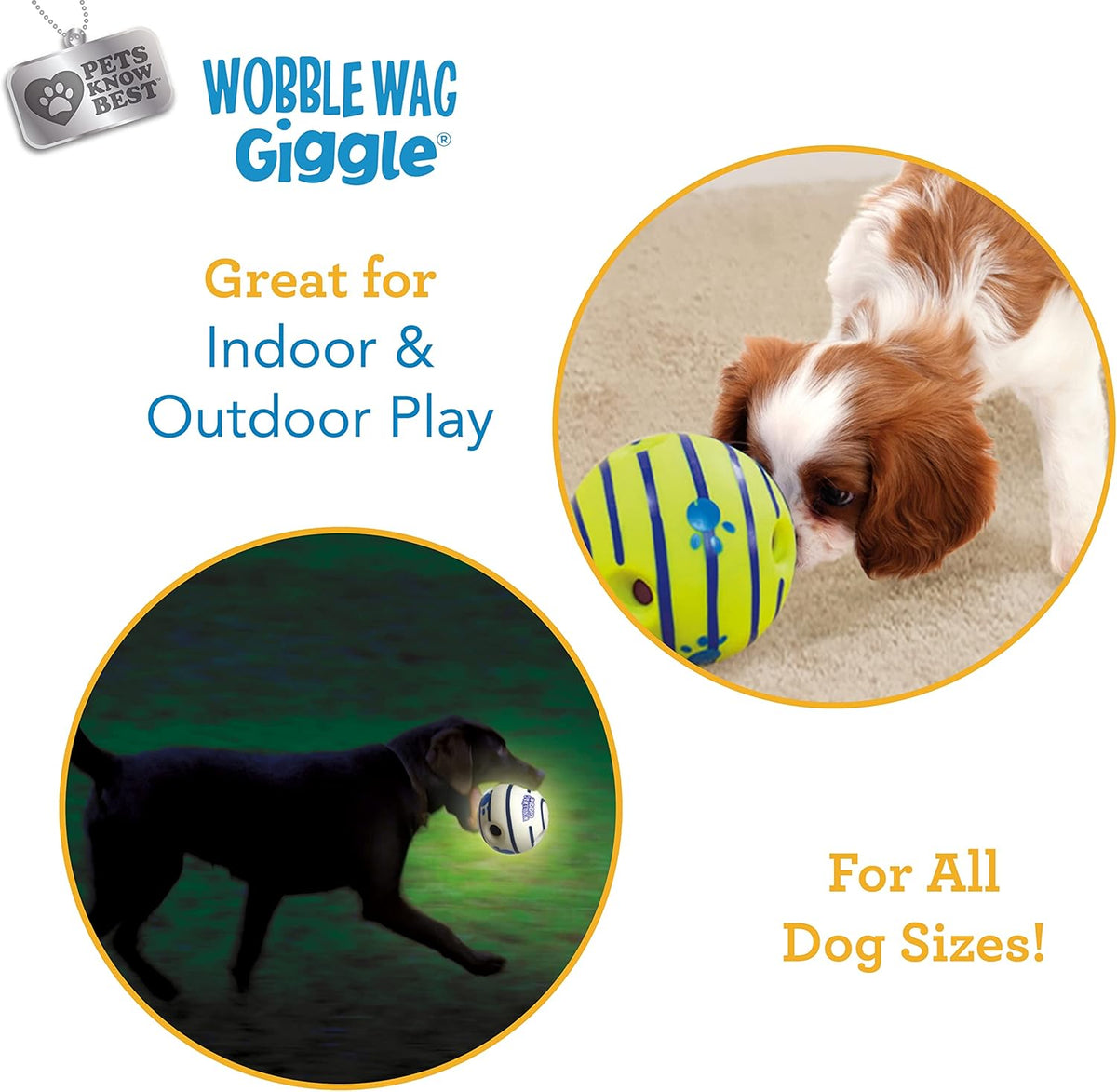 Wobble Wag Giggle & Glow | Rolling Enrichment Toy for Fun Playtime, Interactive Play for Indoor or