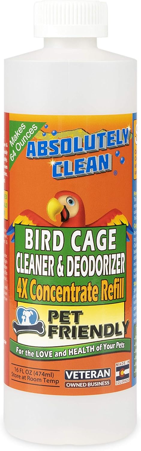 Absolutely Clean Amazing Bird Cage Cleaner and Deodorizer - Just Spray/Wipe - Safely & Easily