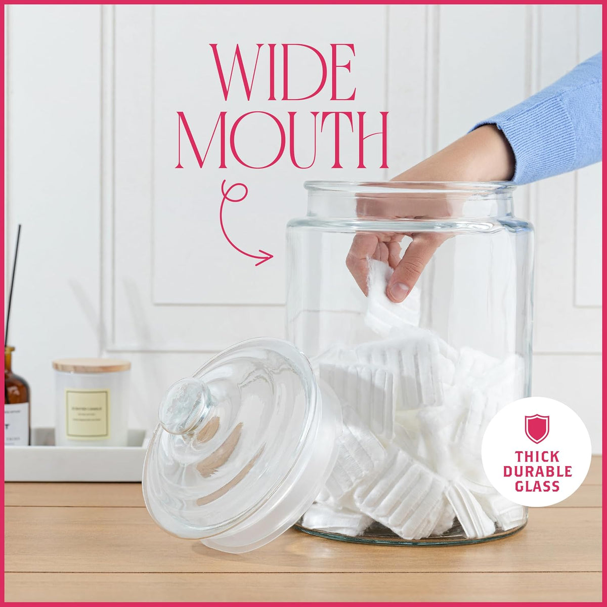 2-Gallon Tall Glass Cookie Jar with Airtight Lid – Large Kitchen Canister for Cookies, Sugar