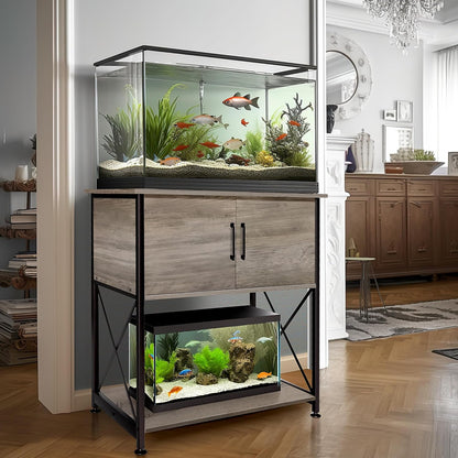 20-29 Gallon Aquarium Stand Metal Frame Fish Tank Stand with Cabinet Storage, for 20 Gallon Long