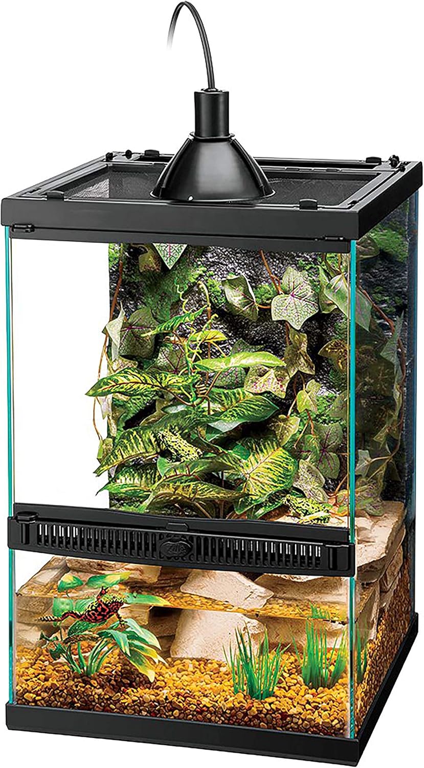 Zilla 11 Gallon Glass Tropical Vertical Habitat Starter Kit for Small Tree Dwelling Reptiles &