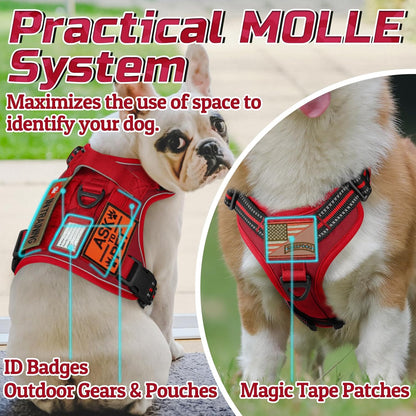 rabbitgoo Tactical Dog Harness for Small Dogs, No Pull Military Service Vest with Handle & Molle