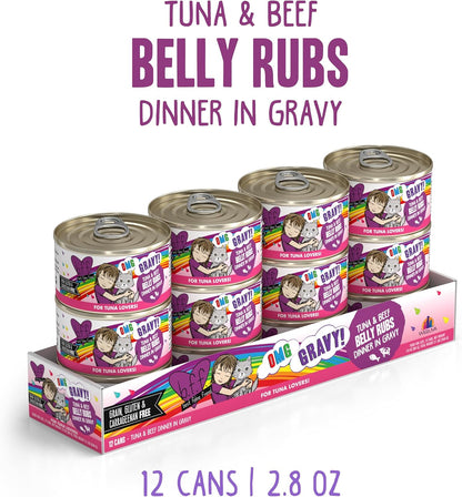 Weruva B.F.F. OMG - Best Feline Friend Oh My Gravy!, Tuna & Beef Belly Rubs with Tuna & Beef, 2.8oz