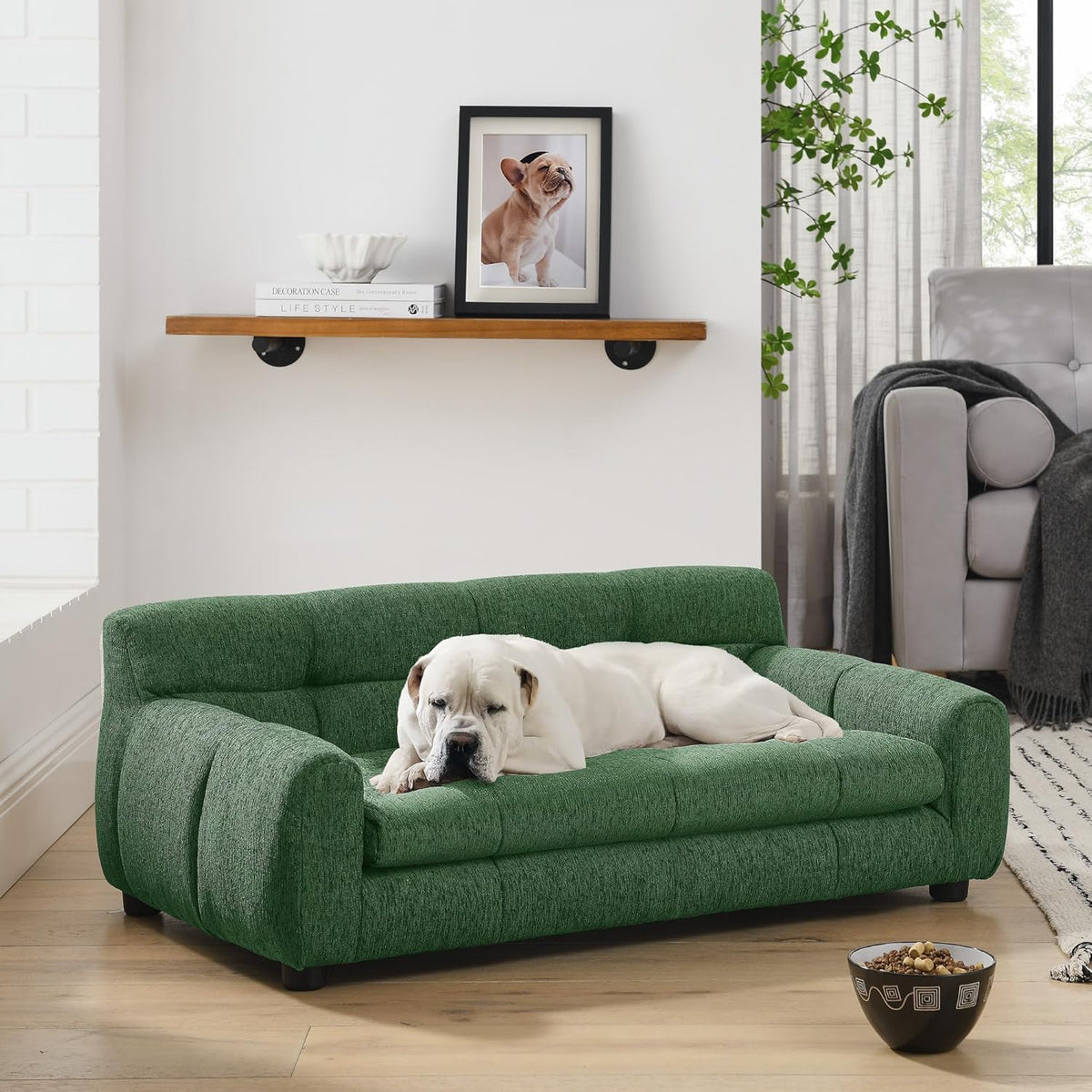Dog Couch Bed, Mini Sofa for Dogs with Backrest and Armrest, Durable Pet Sofa with Soft Foam