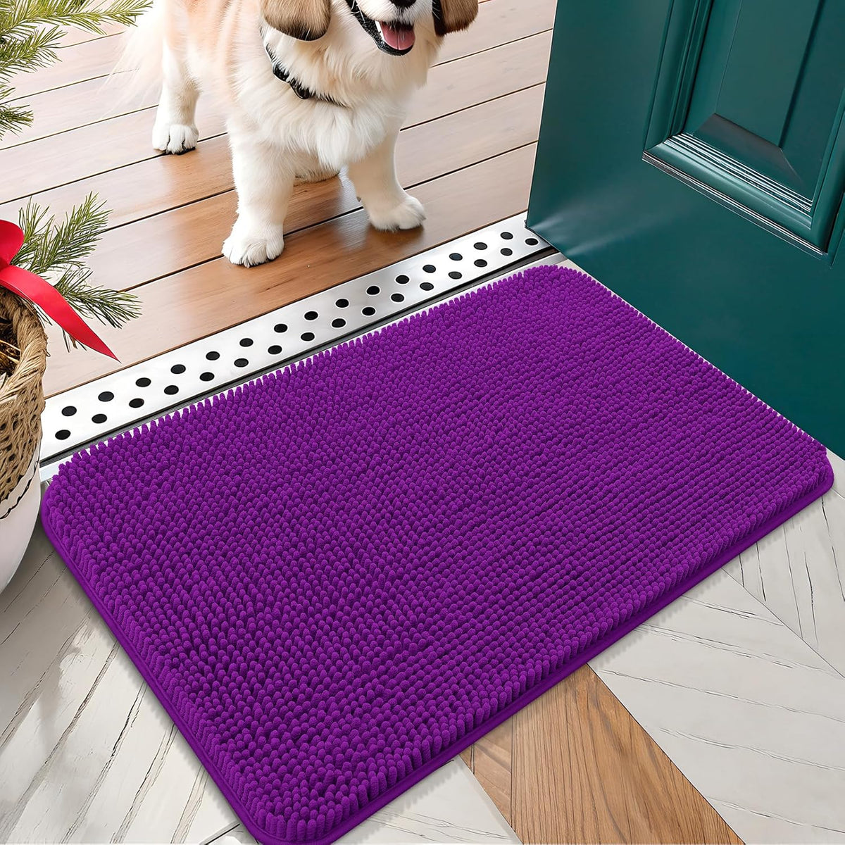 OLANLY Dog Door Mat for Muddy Paws 24x16, Absorbs Moisture and Dirt, Absorbent Non-Slip Washable