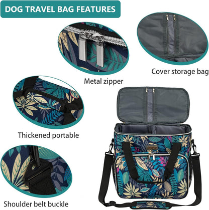 BAGLHER Dog Travel Bag, Pet Travel Bag (All Pet Travel Supplies), with 2 Pet Food Containers and 2