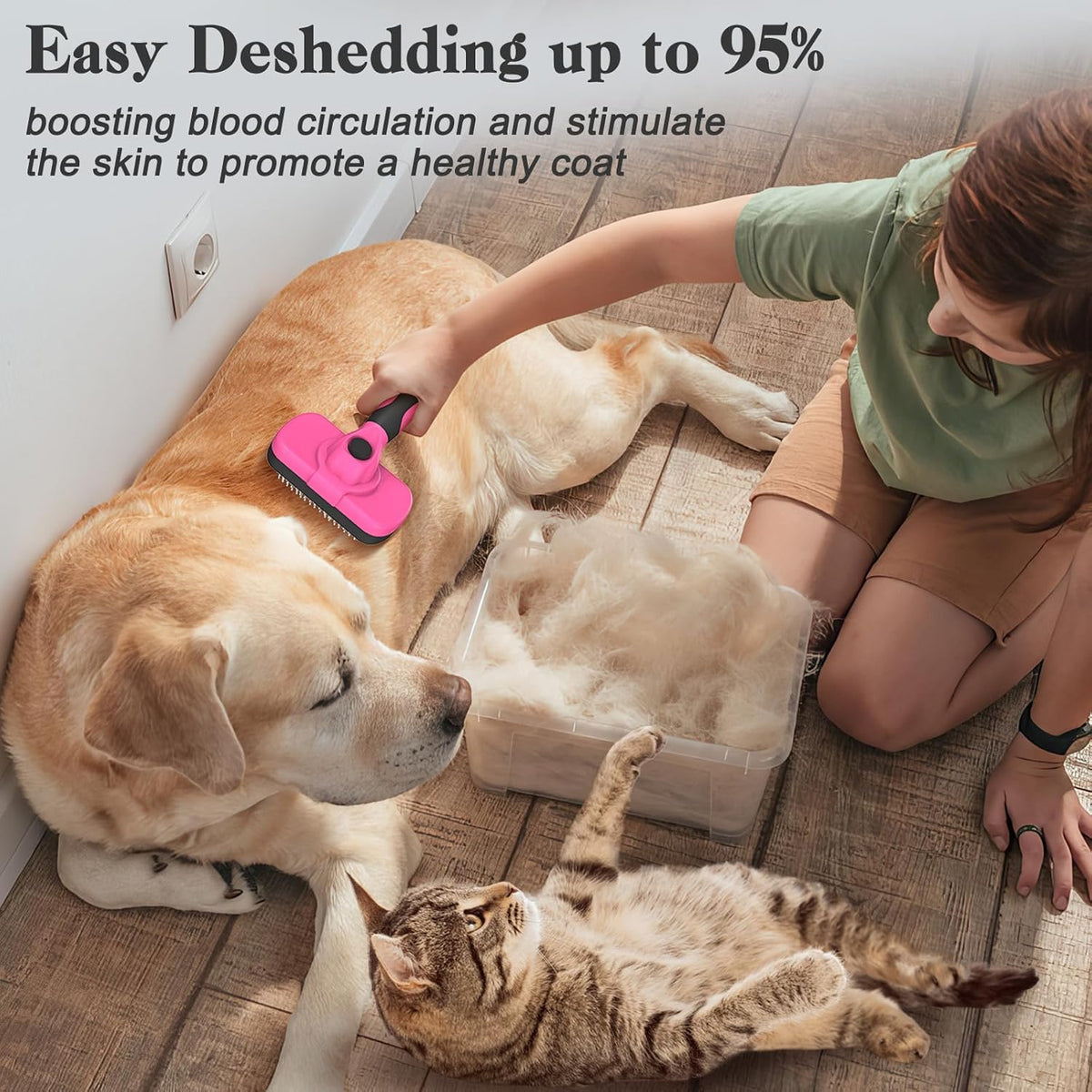 Swihauk Self Cleaning Slicker Brush for Dogs & Cats - Skin Friendly Grooming, Deshedding, Hair