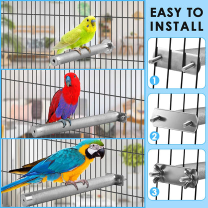KATUMO Parrot Perch - Stainless Steel African Grey Perch Bird Cage Accessories for Small to Large