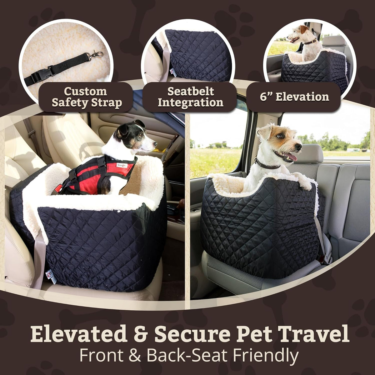 Snoozer Lookout I Car Seat - Dog Car Seats for Small Dogs, Puppy Booster Bed for Small & Medium