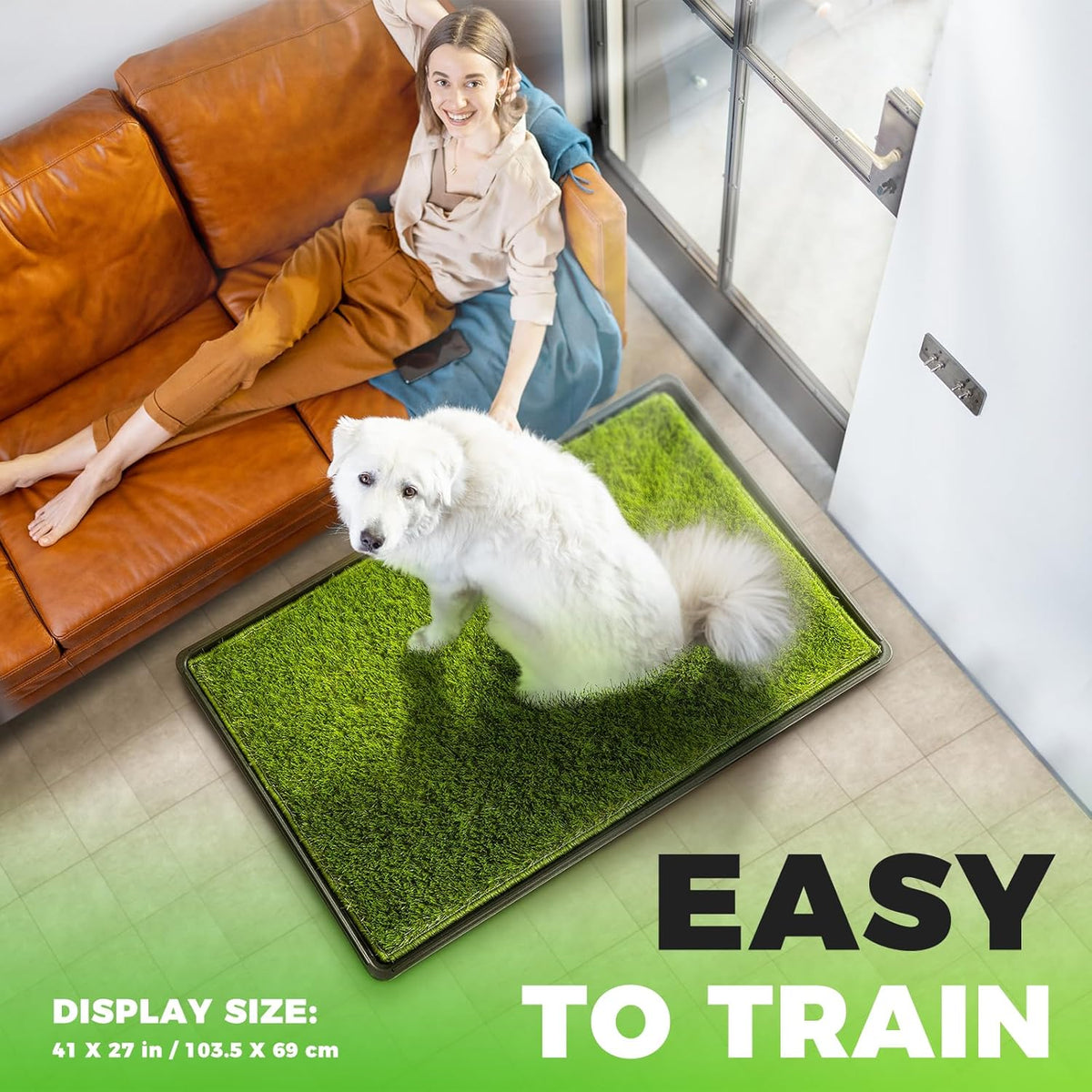 Hompet Dog Grass Pad with Tray Large, 41"x27", 2 Reusable Artificial Turf for Dogs Potty