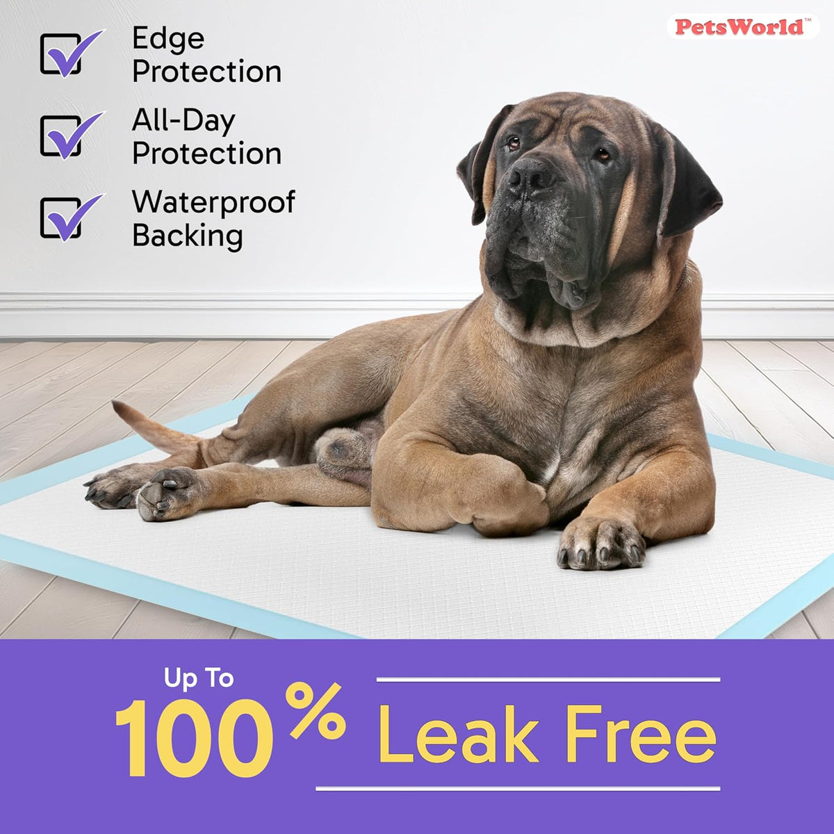 PETSWORLD Giant Dog Potty Pads, Odor-Eliminating, 36" x 36", Ultra Absorbent 5-Layer Leak-Proof