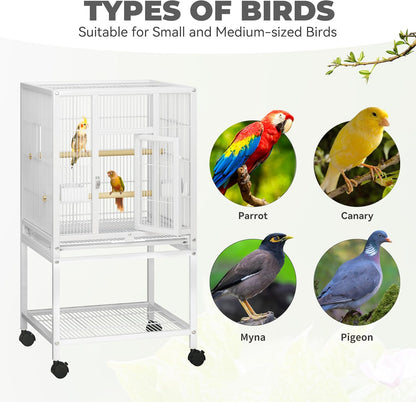 YITAHOME 41 inches Metal Bird Cage for Parakeets: Large Parrot Cages with Tray, Food Boxes, and