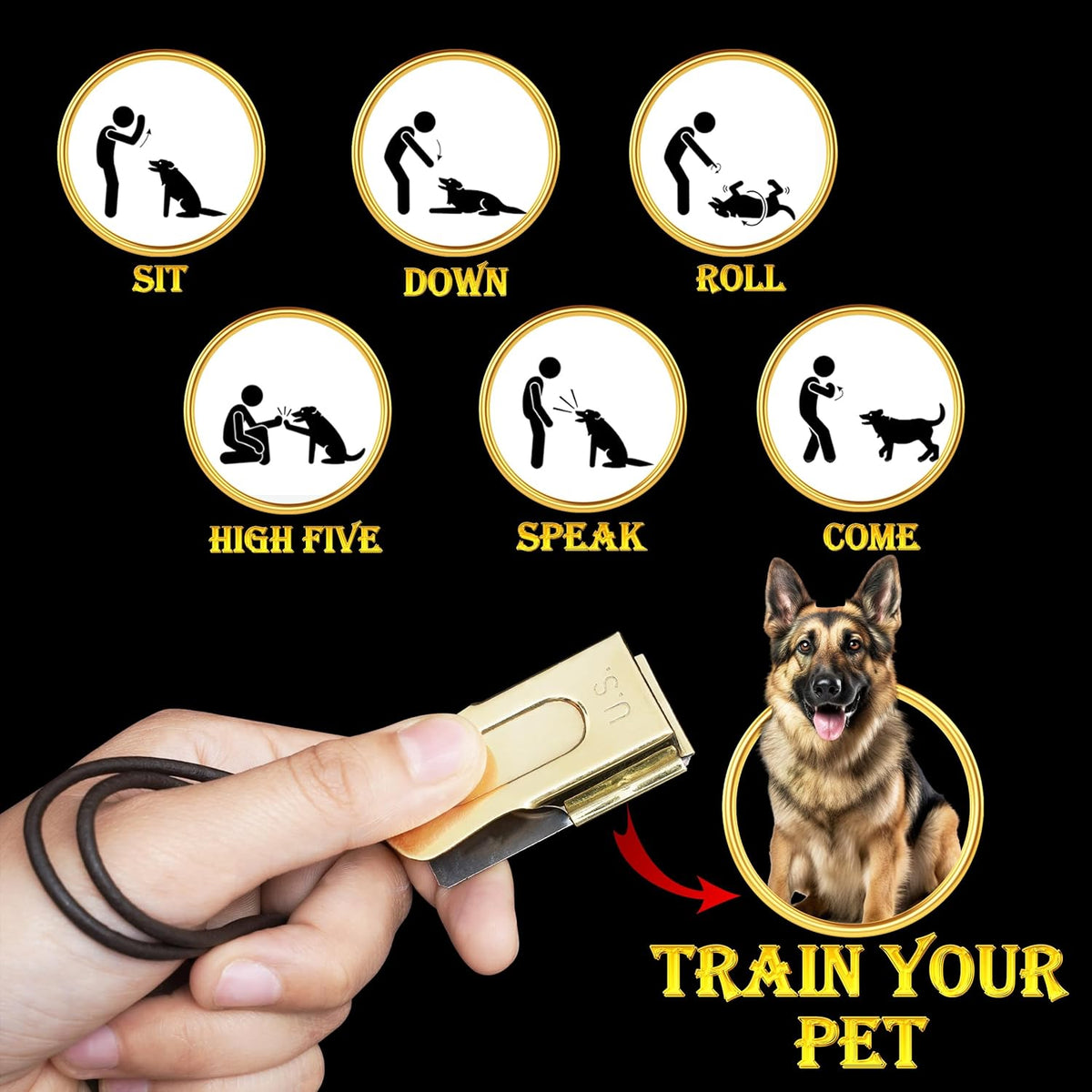 Mythrojan Brass and Steel Pet Training Clicker Puppy Dog Training Cricket Clicker U.S. Engraved WII