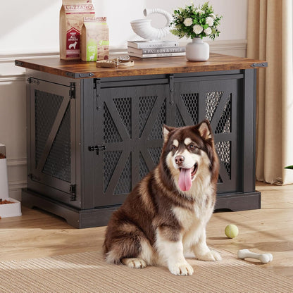 VOPEAK 43.3" XL Dog Crate Furniture, Chew Resistant Dog Crate for Medium Large Dogs, Heavy Duty