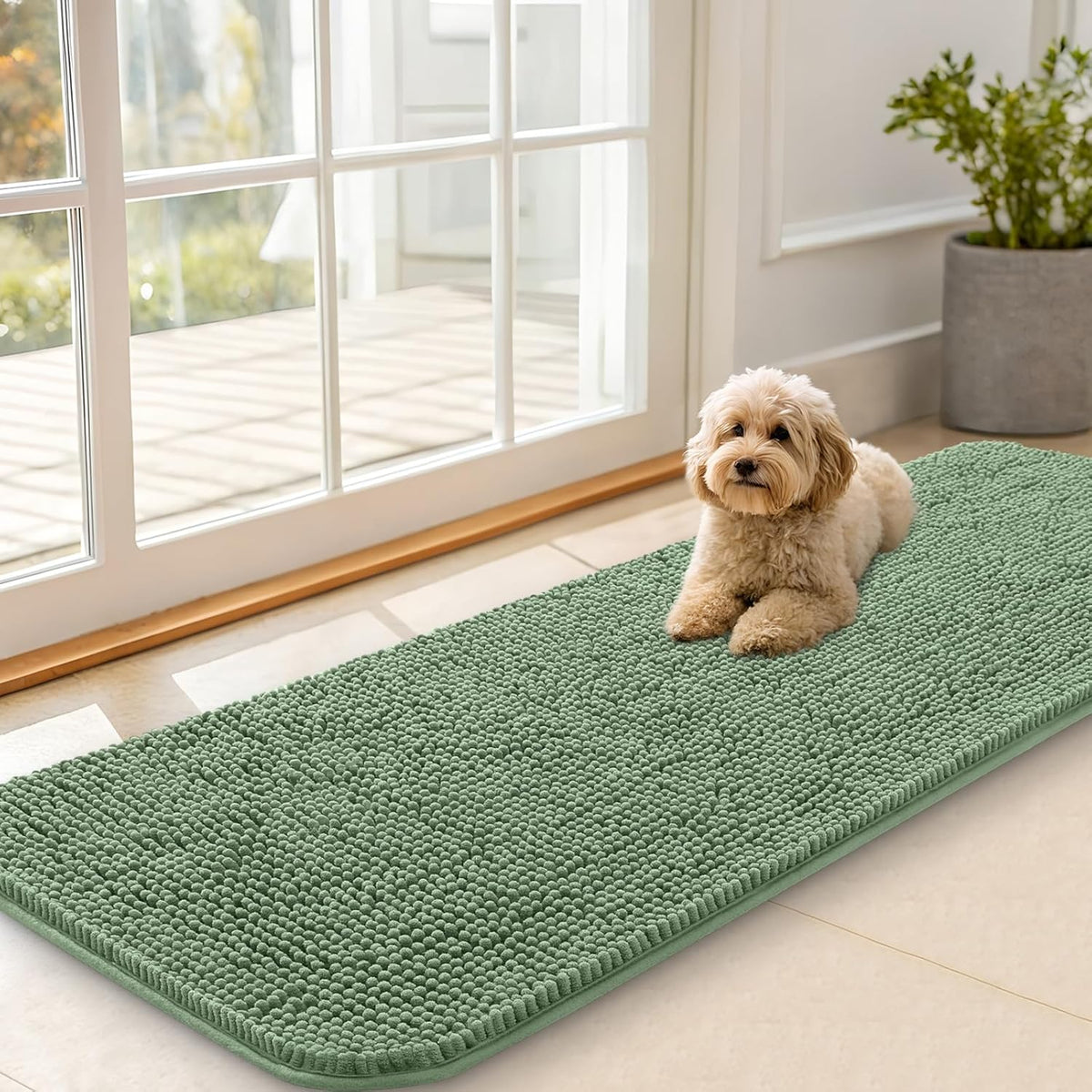 OLANLY Dog Door Mat for Muddy Paws 59x20, Absorbs Moisture and Dirt, Absorbent Non-Slip Washable