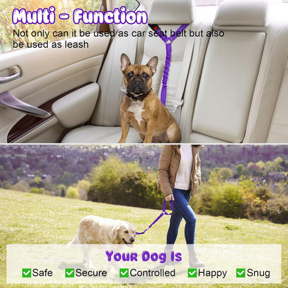 BWOGUE 2 Packs Dog Cat Safety Seat Belt Strap Car Headrest Restraint Adjustable Nylon Fabric Dog