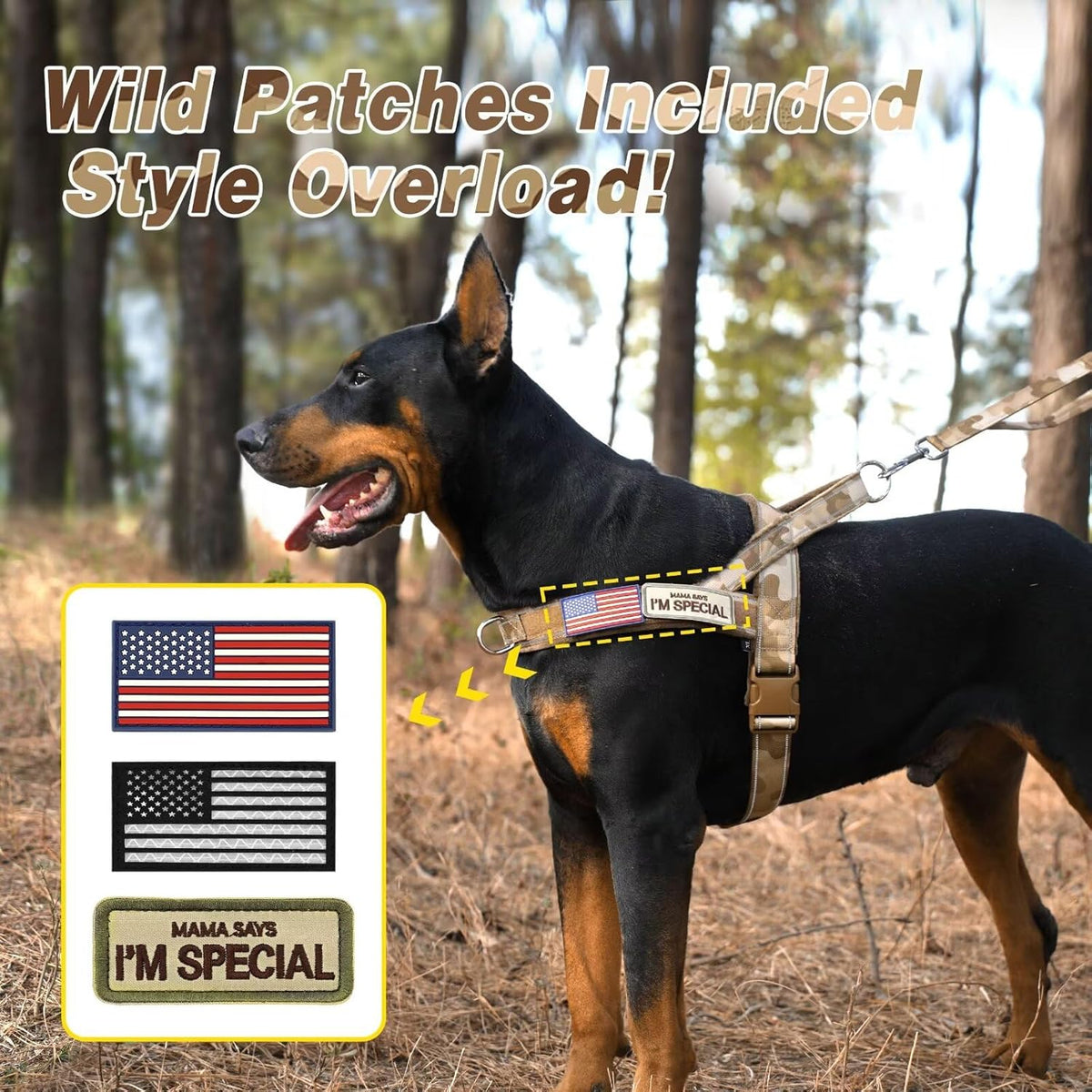 Forestpaw No Pull Dog Harness - Soft Flannel Padded Tactical Dog Vest Harness with Quick Release