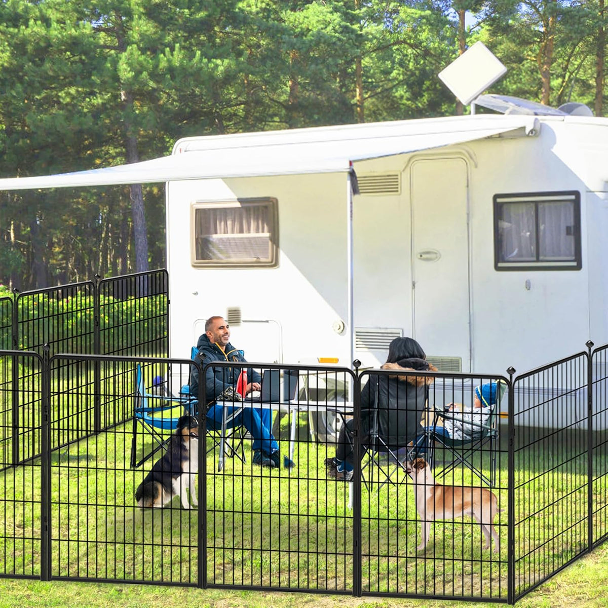 Dog Playpen Outdoor 40 inch 16 Panels Indoor Dog Pen for Large/Medium/Small Dogs Rustproof Metal