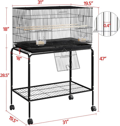 Yaheetech 47-inch Rolling Breeding Flight Bird Cages for Parakeets Budgies Finches Cockatiels