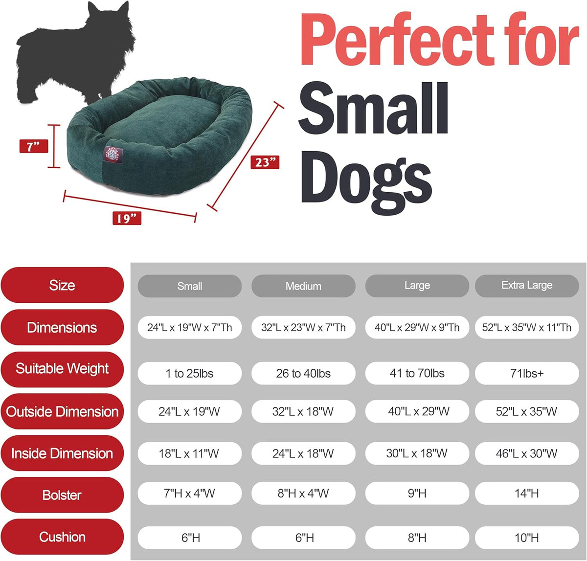 Majestic Pet 24 Inch Micro Velvet Calming Dog Bed Washable 24x19x7 (inch) – Cozy Soft Round Donut
