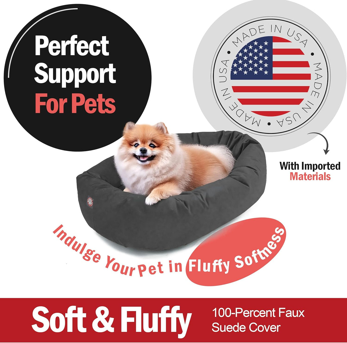 Majestic Pet 24 Inch Suede Shredded Memory Foam Mix Calming Small Dog Bed Washable 24 x 19 x 7